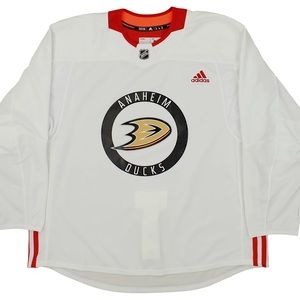 Anaheim Ducks Adidas white blank practice jersey size 58 MiC Made in Canada